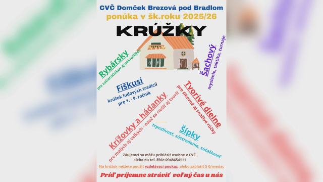 Ponuka záujmových krúžkov v CVČ Brezová